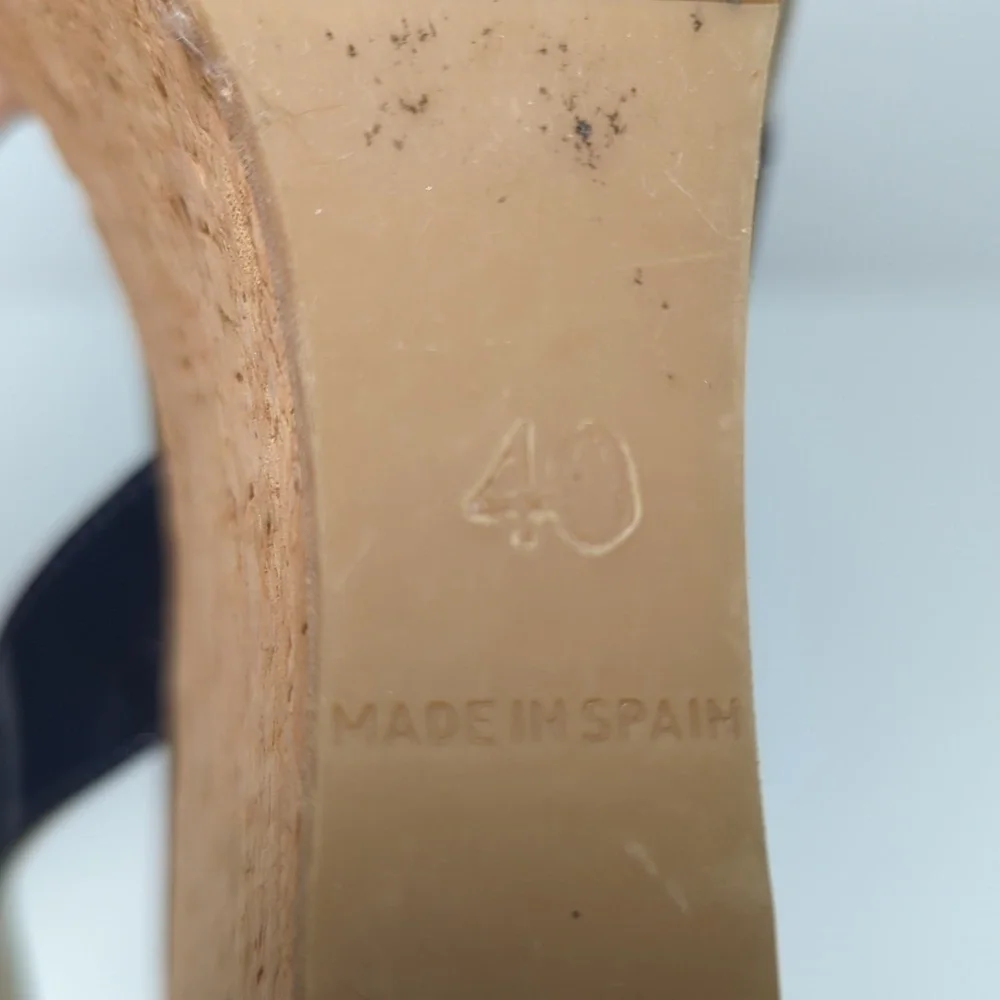 L.K. Bennett Adelia swingback cork wedge platform shoes women size 9.5 EU 40